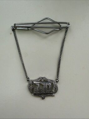 Vintage Kimler Daniel Silver/Marcasite Tie Chain And Matching Cuff Links
